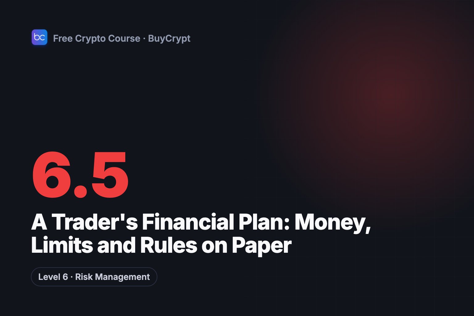 A Trader's Financial Plan: Money, Limits and Rules on Paper