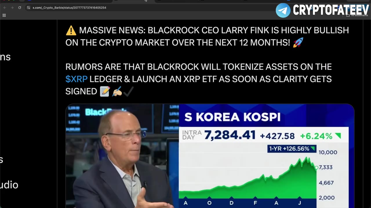 Рост криптовалют: прогноз CEO BlackRock и планы по XRP ETF