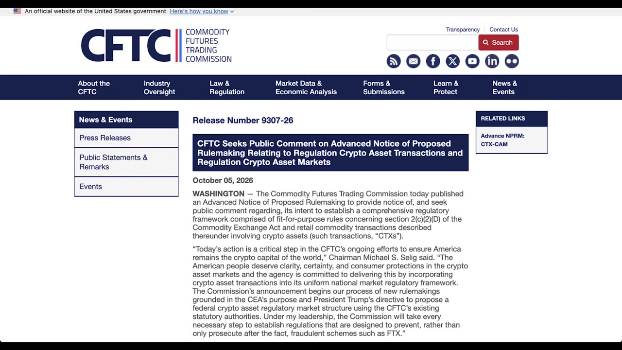CFTC впервые предложило федеральные правила для крипторынков